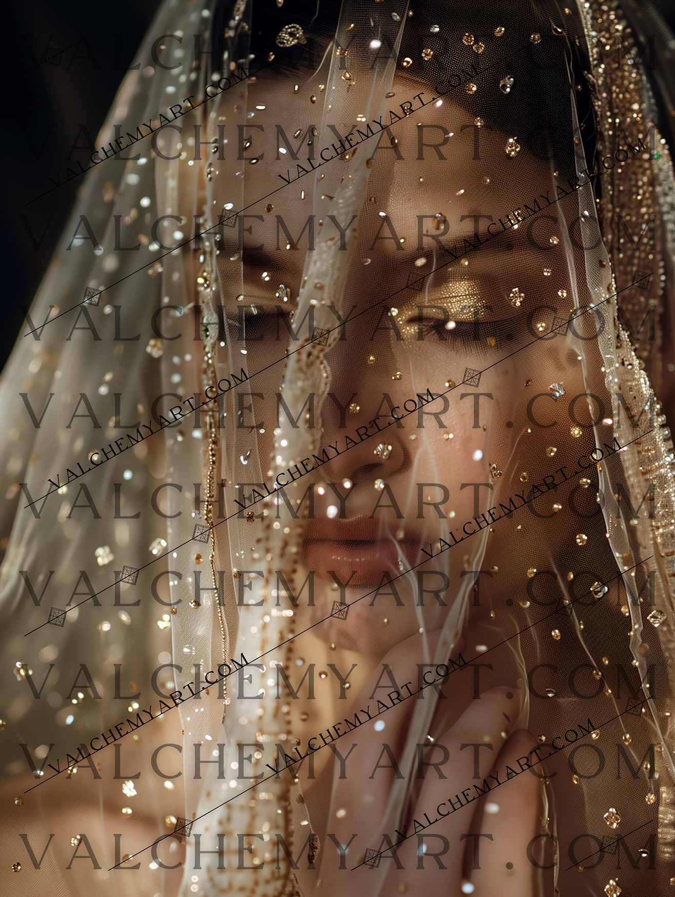 Golden Reverie Veil Portrait