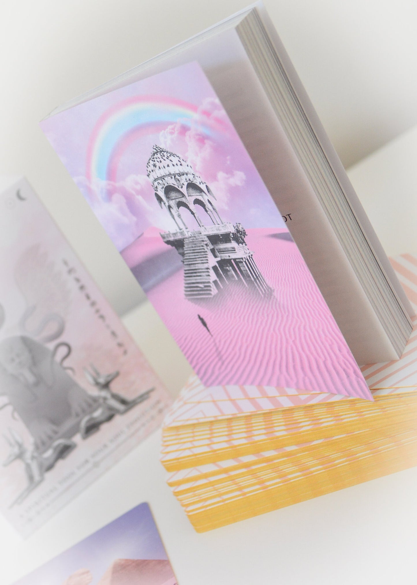 Luxury tarot deck box with gold edges and premium card stock