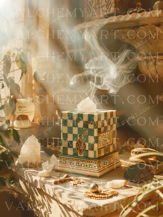 Sunlit Ritual Altar with Emerald Checkered Chest