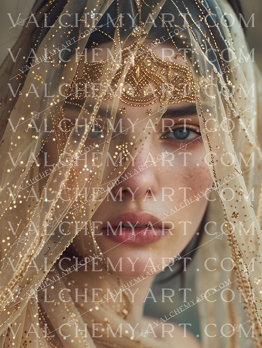 Golden Gaze Through Veil
