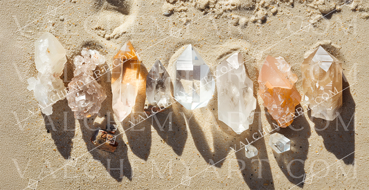Sunlit Crystal Array on Sand