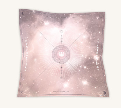 sacred alchemical symbols on vegan silk altar cloth